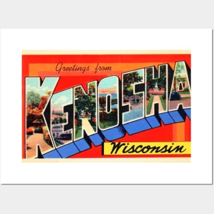 Greetings from Kenosha Wisconsin - Vintage Large Letter Postcard Posters and Art